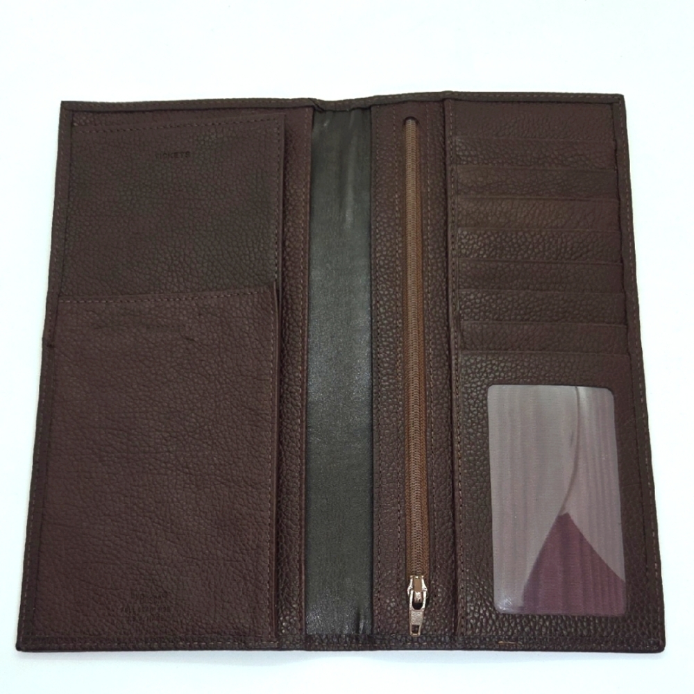 Bosca 'Flight Attendant' Textured Brown Leather Bifold Wallet NWT